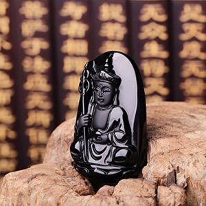 Ksitigarbha Natural Obsidian Amulet Pendants