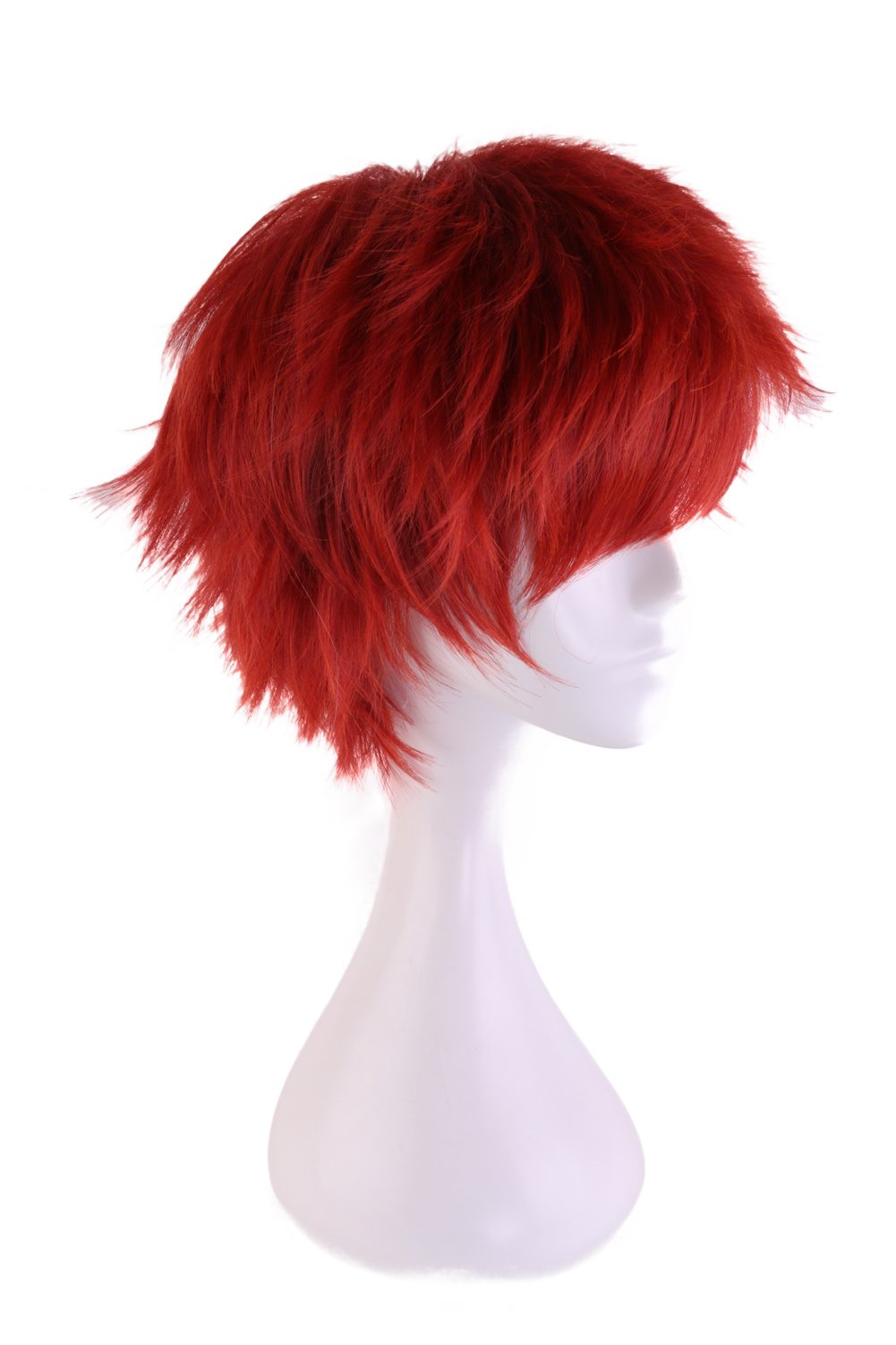 HH Building Short Layered Curly Anime Fashionable Cosplay Costume Wig Red Hair 12 Inch