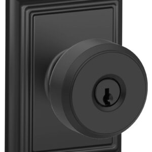 Schlage F51A Bowery With Addison Rose Keyed Entry Lock C Keyway with 16211 Latch 10063 Strike Matte Black Finish