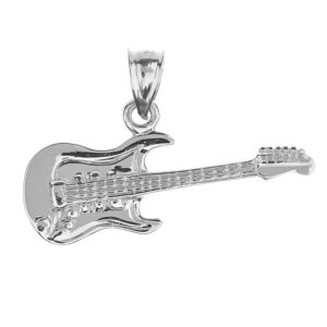 925 Sterling Silver Music Charm Electric Guitar Pendant