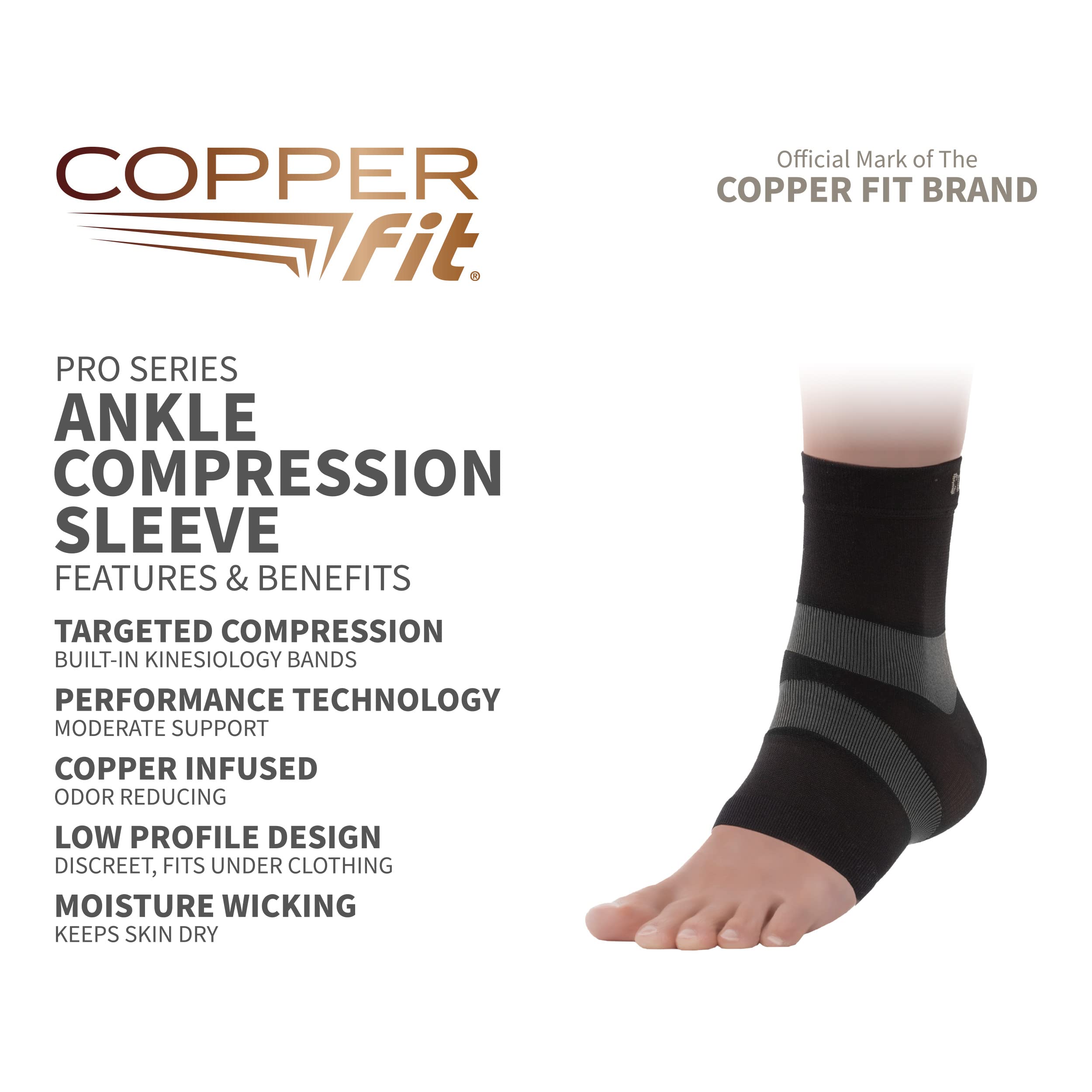 Copper Fit Pro Series Performance Compression Ankle Sleeve, Large