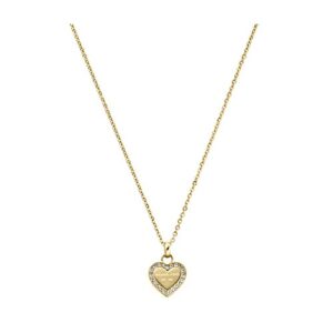 michael kors stainless steel and pavé crystal heart pendant necklace for women, color: gold (model: mkj3969710)