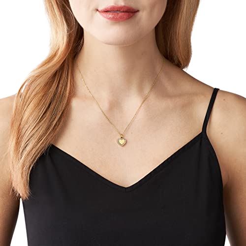 Michael Kors Stainless Steel and Pavé Crystal Heart Pendant Necklace for Women, Color: Gold (Model: MKJ3969710)