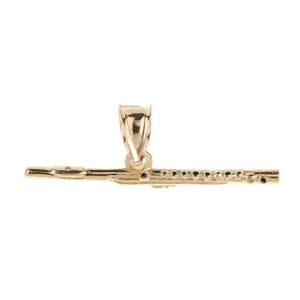 solid 10k yellow gold music charm flute pendant