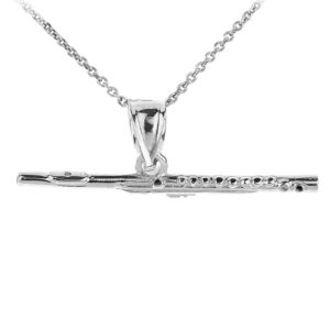 925 sterling silver music charm flute pendant necklace, 16"