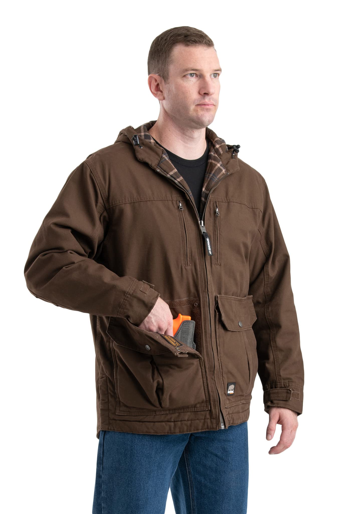 Berne Men's Echo One One Concealed Carry Jacket, Medium Regular, Bark