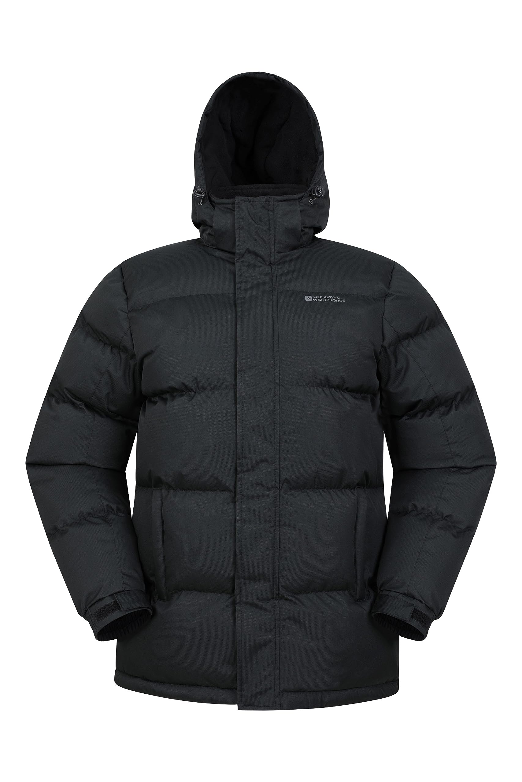 Mountain Warehouse Snow Mens Padded Jacket - Fleece Lined Hood Puffer Black Large