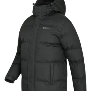 Mountain Warehouse Snow Mens Padded Jacket - Fleece Lined Hood Puffer Black Large