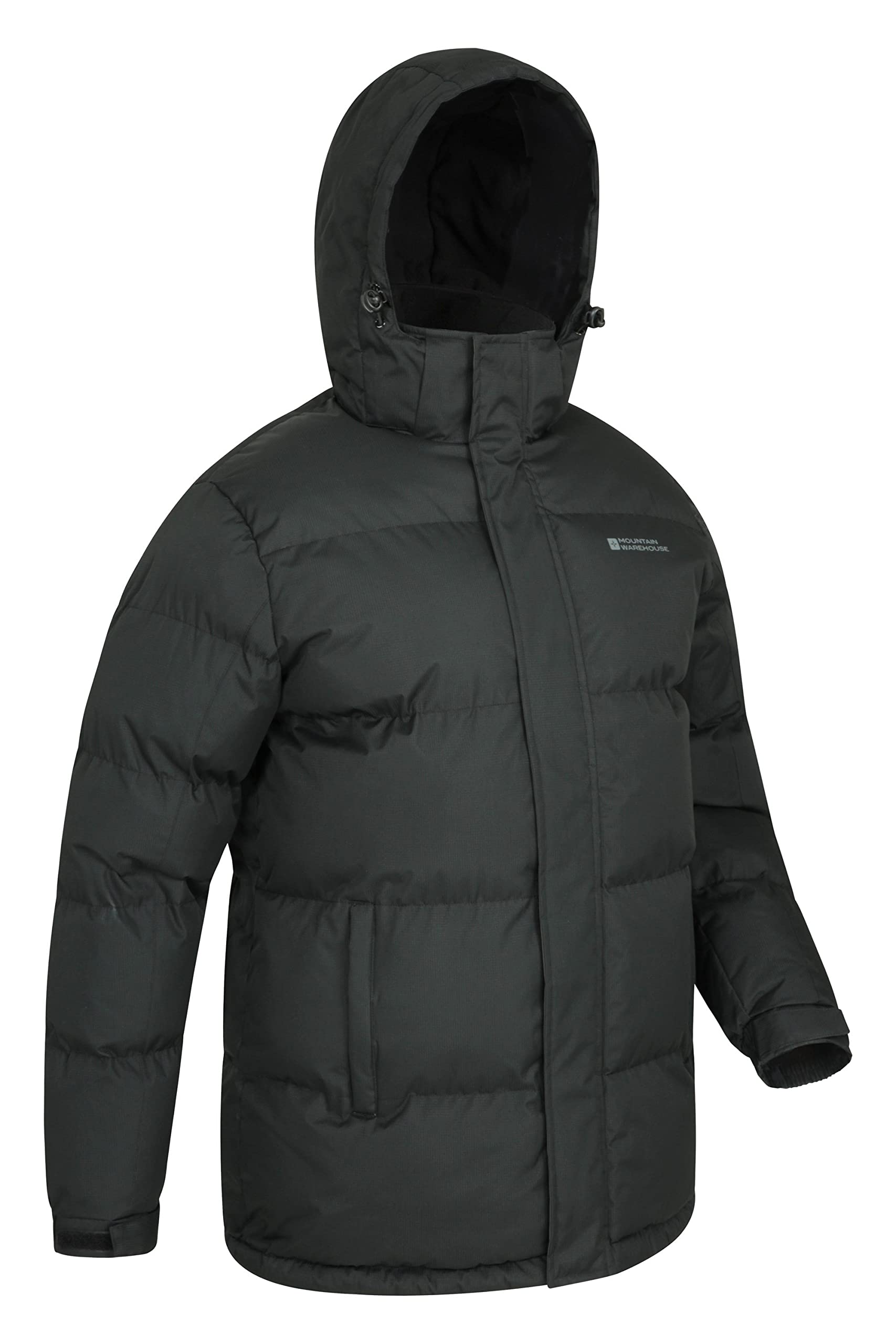 Mountain Warehouse Snow Mens Padded Jacket - Fleece Lined Hood Puffer Black Large