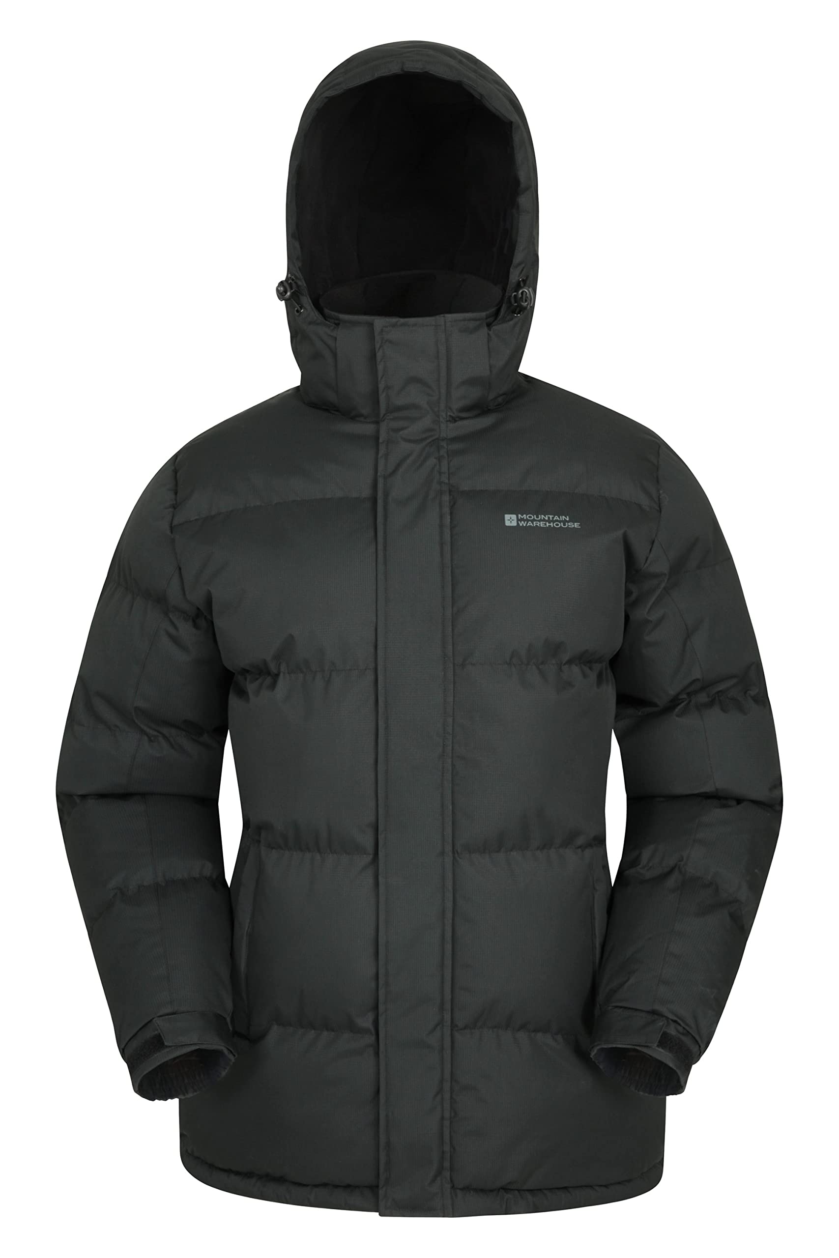 Mountain Warehouse Snow Mens Padded Jacket - Fleece Lined Hood Puffer Black Large