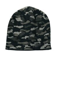 port & company unisex-adult camo beanie cap cp91c -black camo one size