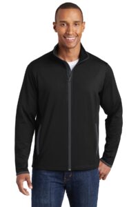 sport-tek sport-wick stretch contrast full-zip jacket (st853) -black/char -m