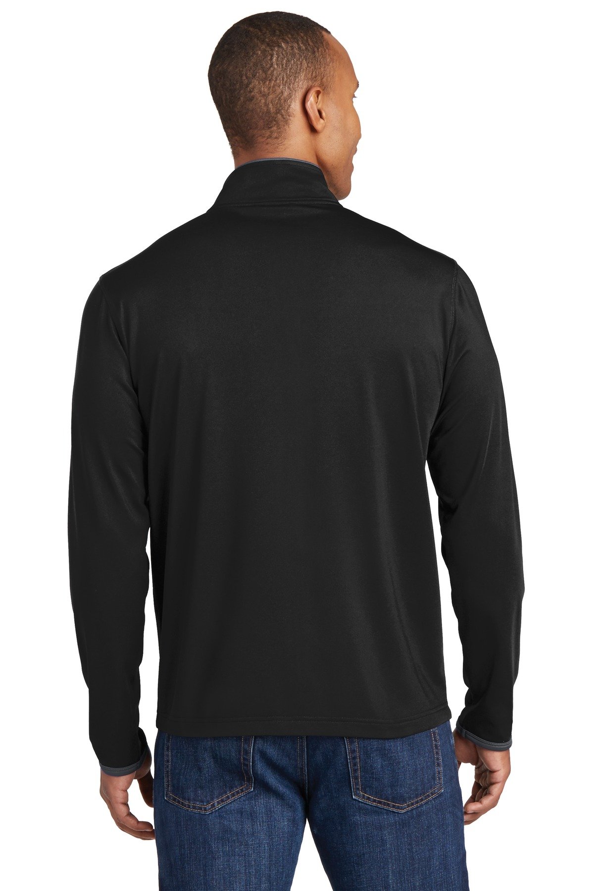 SPORT-TEK Sport-Wick Stretch Contrast Full-Zip Jacket (ST853) -Black/Char -M