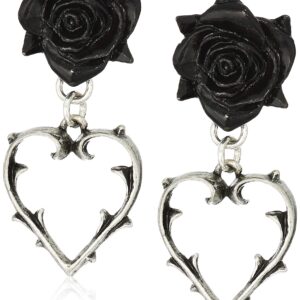 Alchemy Gothic Wounded Love Black Rose & Thorned Heart Earrings