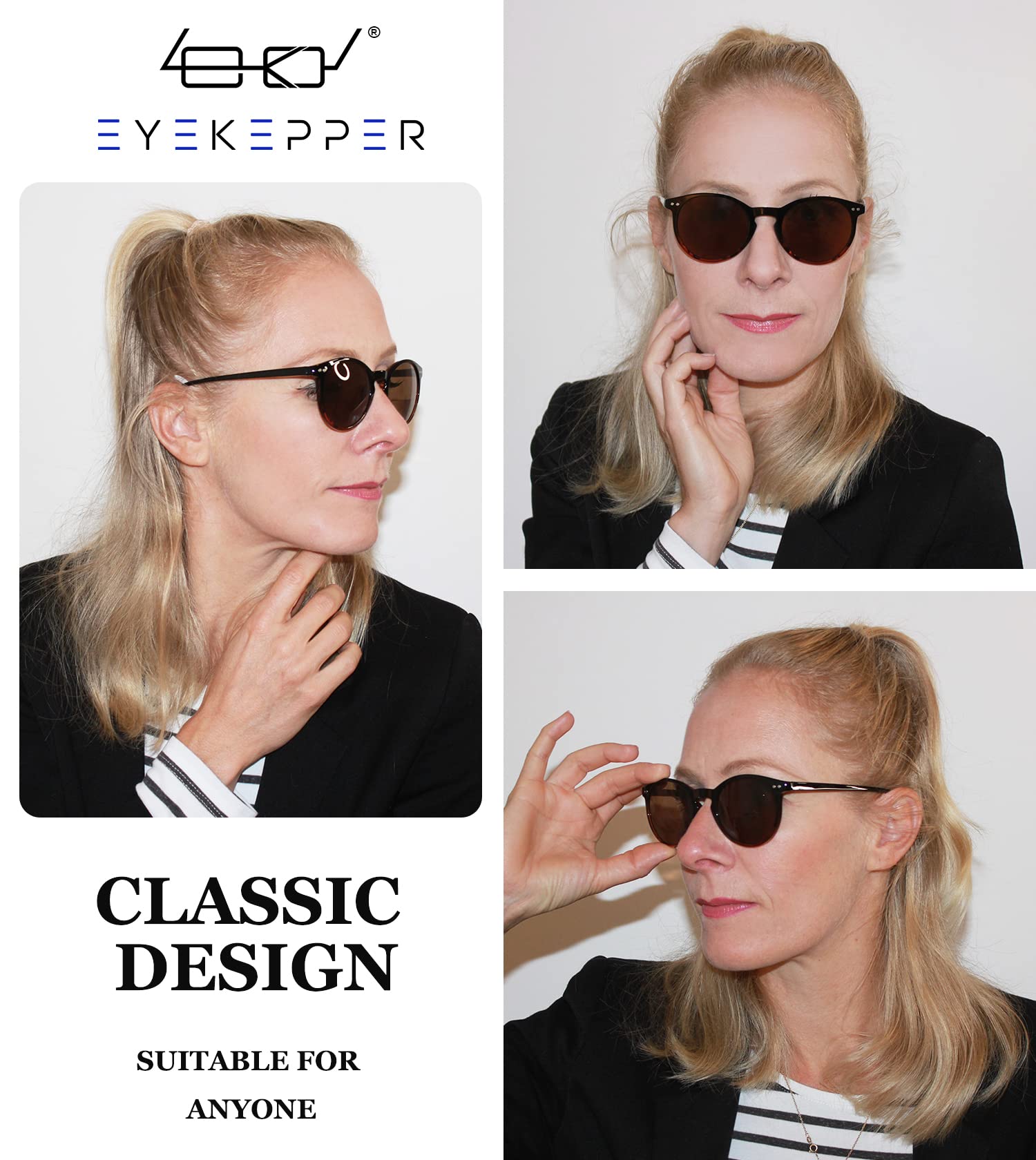 Eyekepper Key Hole Style Spring-Hinged Round Bifocal Sunglasses Sunshine Readers Black-Tortoise +2.5