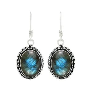 15.15 cts natural labradorite dangle earrings for women, handmade birthstone jewelry mother's day gifts for mom wife