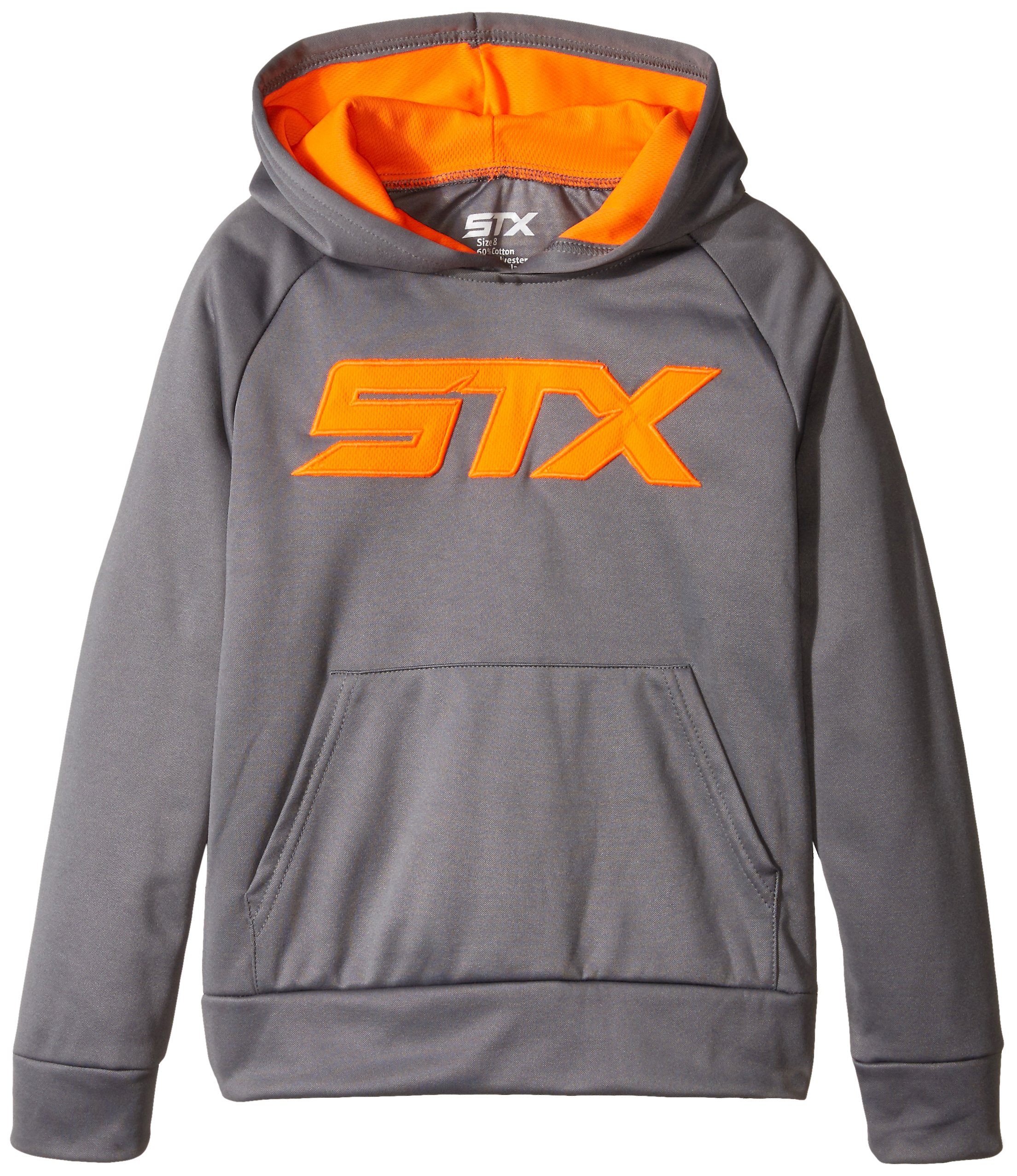 STX Little Boys' Fleece Pullover Hoodie Sweatshirt, Gray/Orange, 5/6