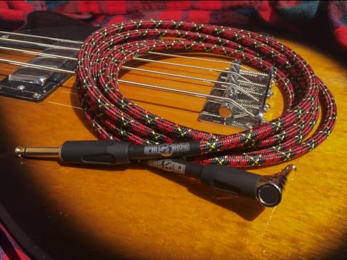 Pig Hog PCH20PLR Right-Angle 1/4" to 1/4" Tartan Plaid Guitar Instrument Cable, 20 Feet