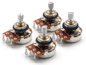 set of four (4x) bourns 500k short split shaft audio taper low friction potentiometers