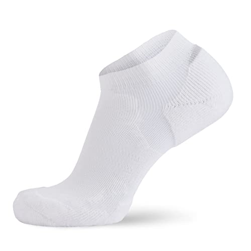 Pure Athlete Merino Wool Socks - Low Show Cushioned Athletic Padded Running Sock (White, Medium)