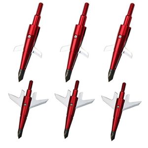 UP100 Red Arrow Broadheads 100 Grain Expandable 2 Blades for Crossbow Compound 6 Pack