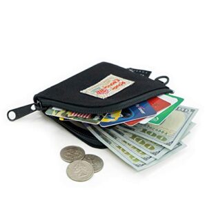 Rough Enough Small Coin Purse Pouch Slim Credit Card Holder Wallet for Men Women Teen Boys with Neck Lanyard Keychain Zipper in Black Cordura