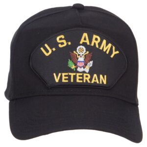 e4hats.com us army veteran military patched 5 panel cap (one size, black)