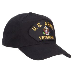 e4Hats.com US Army Veteran Military Patched 5 Panel Cap (One Size, Black)