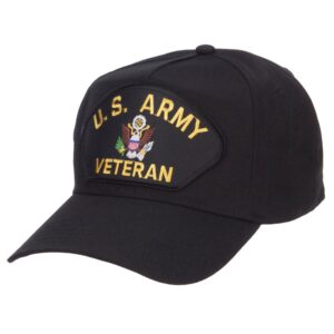 e4Hats.com US Army Veteran Military Patched 5 Panel Cap (One Size, Black)