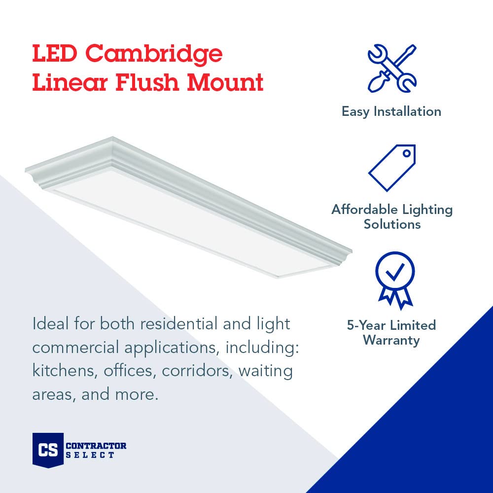 Lithonia Lighting FMFL 30840 CAML 4000K WH 4-Foot LED Linear Flush Mount, 2800 Lumens, 120 Volts, 35 Watts, Damp Listed, White