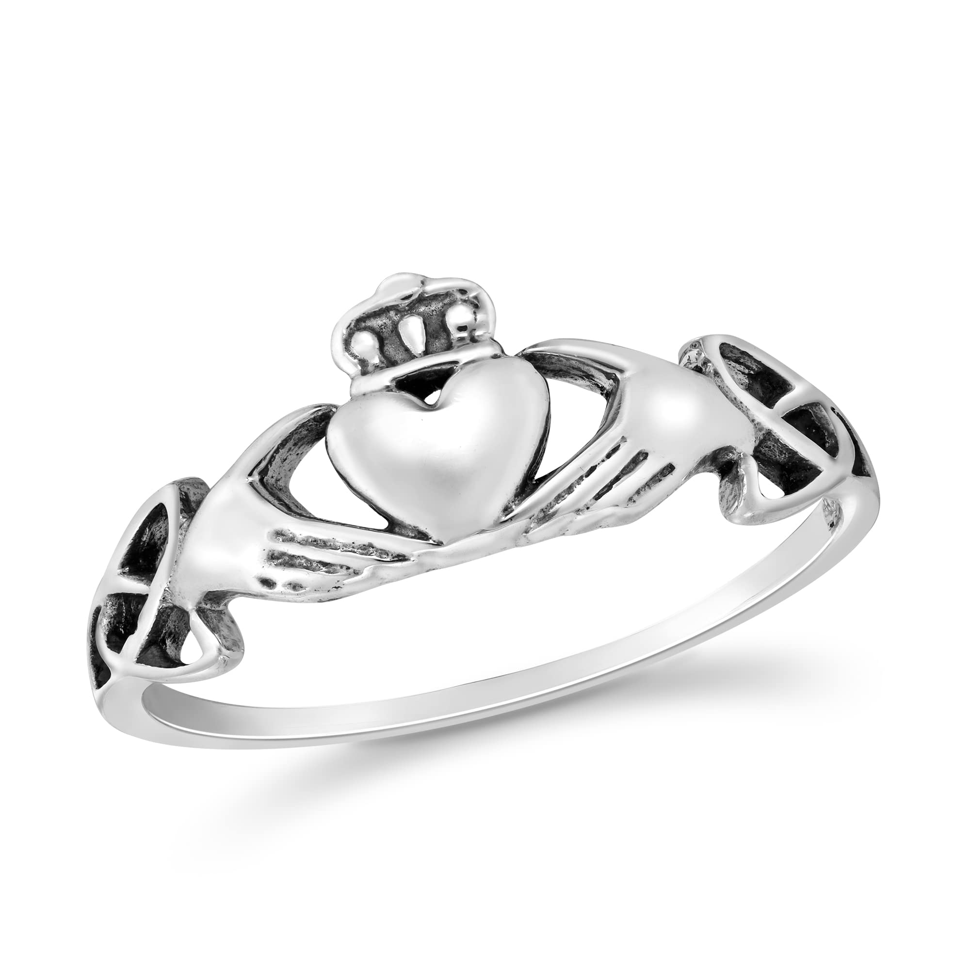 AeraVida Enduring Love Celtic Heart Royal Claddagh .925 Sterling Silver Ring | Wedding Rings for Women | Trendy Comfort Fit Silver Rings for Women (7)