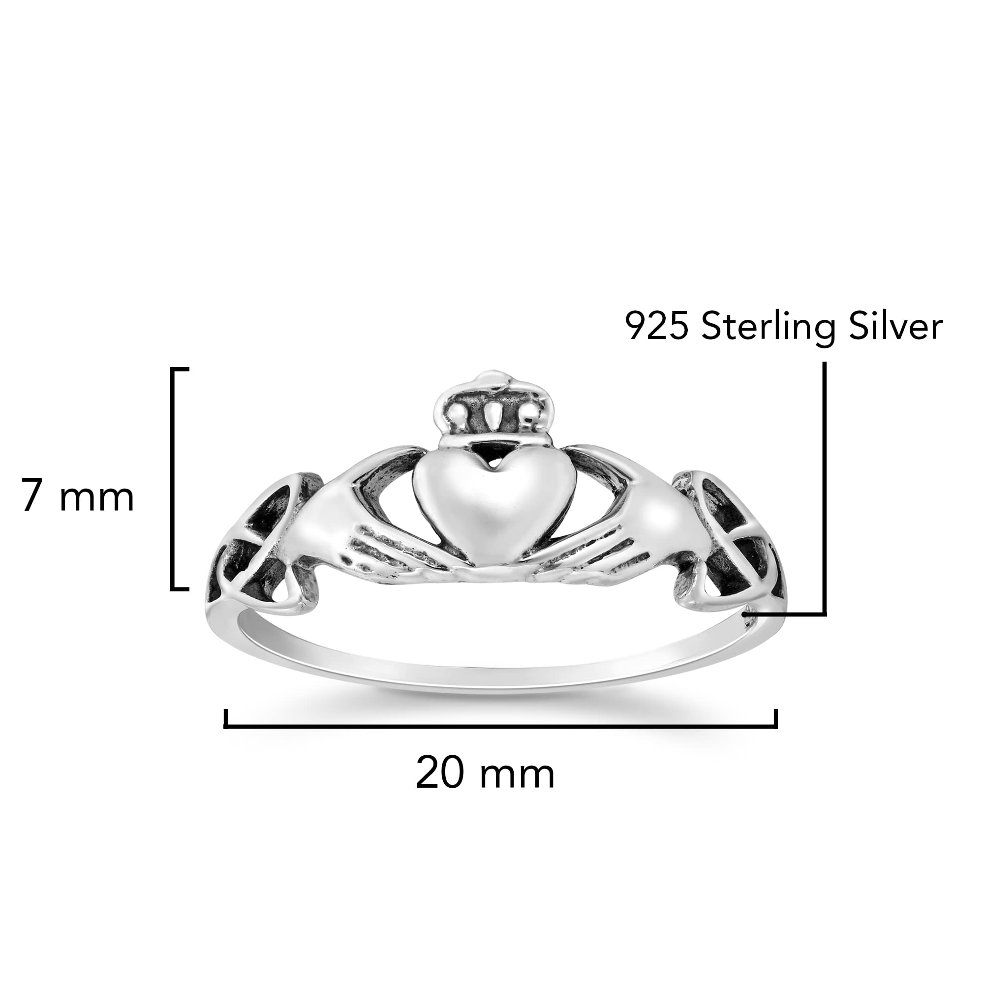 AeraVida Enduring Love Celtic Heart Royal Claddagh .925 Sterling Silver Ring | Wedding Rings for Women | Trendy Comfort Fit Silver Rings for Women (7)