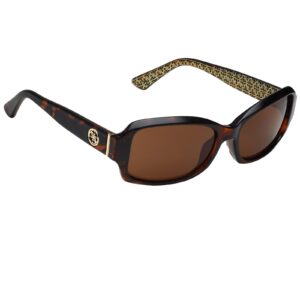 GUESS Women's Gu7410 Rectangular Sunglasses, Dark Havana & Brown, 55 mm