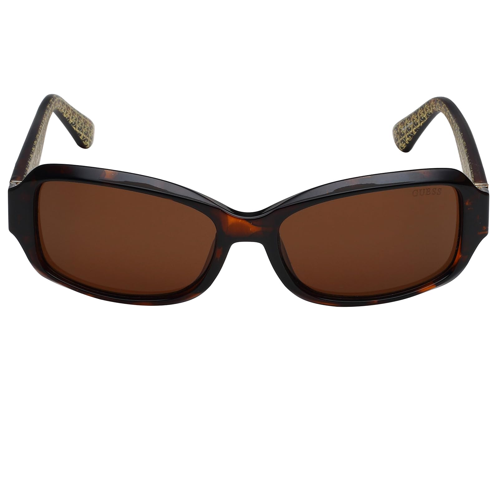 GUESS Women's Gu7410 Rectangular Sunglasses, Dark Havana & Brown, 55 mm