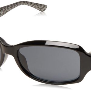 GUESS Women's Gu7410 Rectangular Sunglasses, Shiny Black & Smoke, 55 mm + 1