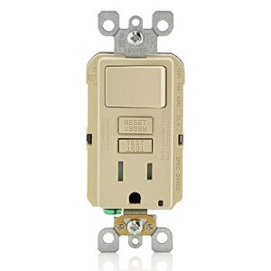 Leviton GFCI Combination Outlet with Switch, 15 Amp, Self Test, Tamper-Resistant with LED Indicator Light, Saves Space, GFSW1-I, Ivory