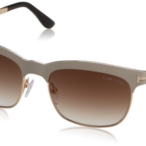 Tom Ford Elena Sunglasses FT0437 25F, Ivory/Gold Frame, Brown Gradient Lens, 54