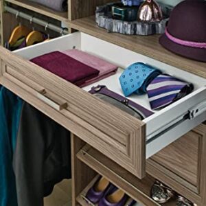 ClosetMaid SuiteSymphony Wood, Add On Accessory Shaker Style, For Storage, Closet, Clothes, x 5” Size for 25 in. Units, Natural Gray/Satin Nickel, 25" X 5" Drawer