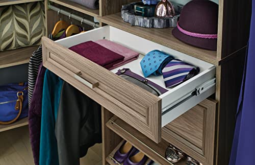 ClosetMaid SuiteSymphony Wood, Add On Accessory Shaker Style, For Storage, Closet, Clothes, x 5” Size for 25 in. Units, Natural Gray/Satin Nickel, 25" X 5" Drawer