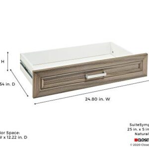 ClosetMaid SuiteSymphony Wood, Add On Accessory Shaker Style, For Storage, Closet, Clothes, x 5” Size for 25 in. Units, Natural Gray/Satin Nickel, 25" X 5" Drawer