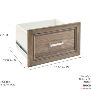 ClosetMaid SuiteSymphony Wood, Add On Accessory Shaker Style, For Storage, Closet, Clothes, x 10” Size for 16 in. Units, Natural Gray/Satin Nickel, 16" X 10" Drawer