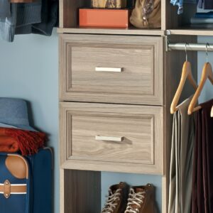 ClosetMaid SuiteSymphony Wood, Add On Accessory Shaker Style, For Storage, Closet, Clothes, x 10” Size for 16 in. Units, Natural Gray/Satin Nickel, 16" X 10" Drawer