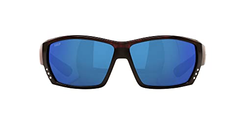 Costa Del Mar Mens Tuna Alley Low Bridge Fit Rectangular Sunglasses, Tortoise/Grey Blue Mirrored Polarized-580P, 63 mm