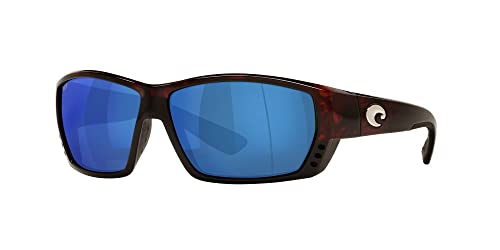 Costa Del Mar Mens Tuna Alley Low Bridge Fit Rectangular Sunglasses, Tortoise/Grey Blue Mirrored Polarized-580P, 63 mm