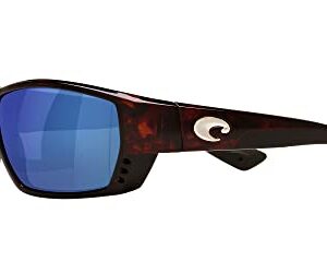 Costa Del Mar Mens Tuna Alley Low Bridge Fit Rectangular Sunglasses, Tortoise/Grey Blue Mirrored Polarized-580P, 63 mm