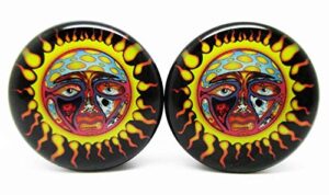 pierced republic sublime sun ear plugs - acrylic screw-on - 10 sizes - *pair* (2 gauge (6mm))