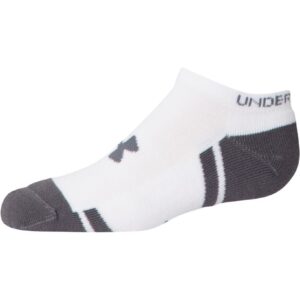 Under Armour Youth Resistor 3.0 No Show Socks, Multipairs , White/Graphite (6-Pairs) , Small