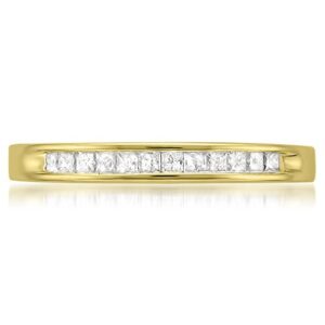 Beyond Brilliance 1/4 Carat Diamond, Channel-Set 14K Yellow Gold Princess Cut Diamond Bridal Wedding Band Ring (I-J, I2-I3) Natural Diamond Rings For Women | Gift Box Included Size-9.5