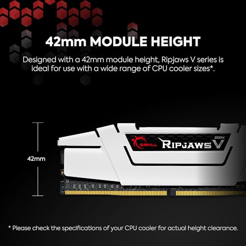 G.SKILL Ripjaws V Series (Intel XMP) DDR4 RAM 16GB (2x8GB) 3200MT/s CL16-18-18-38 1.35V Desktop Computer Memory UDIMM - Black (F4-3200C16D-16GVKB)