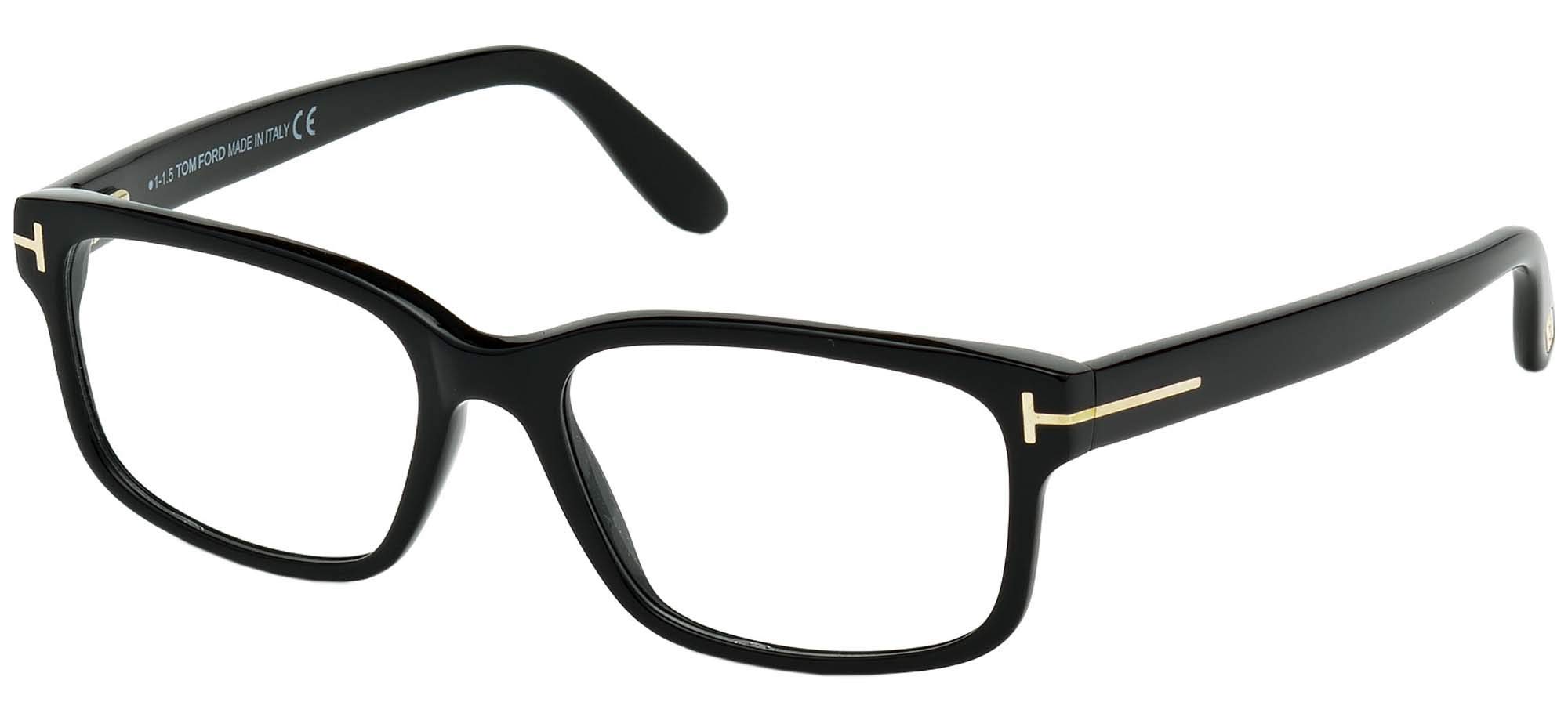 Tom Ford Rectangular Eyeglasses TF5313 001 Shiny Black 55mm FT5313